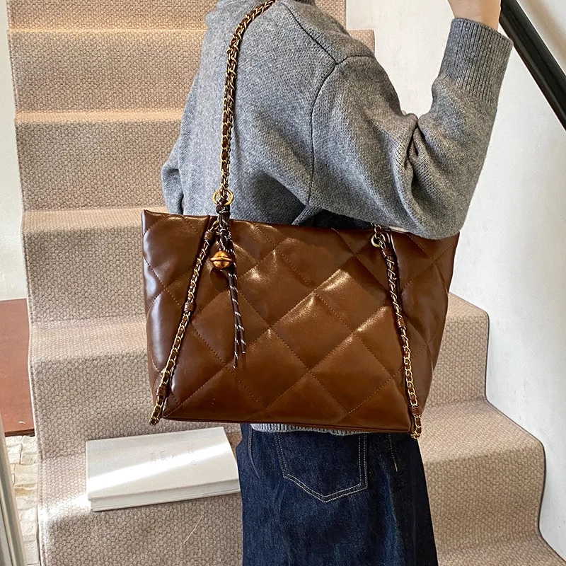PINK·LAND PU Tote Bag Shopping Bag Crossbody Bag Shoulder Bag Women's Brown/Black/Coffee/Ecru-4