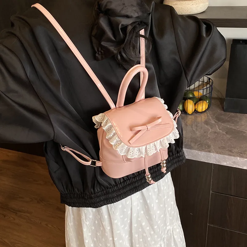 PINK·LAND PU Backpack Regular Women's White/Pink/Purple/Black/Yellow-9