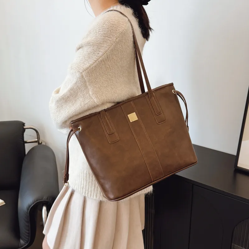 PINK·LAND PU Tote Bag Shopping Bag Shoulder Bags Women's Black/Coffee/Brown/Mud-16