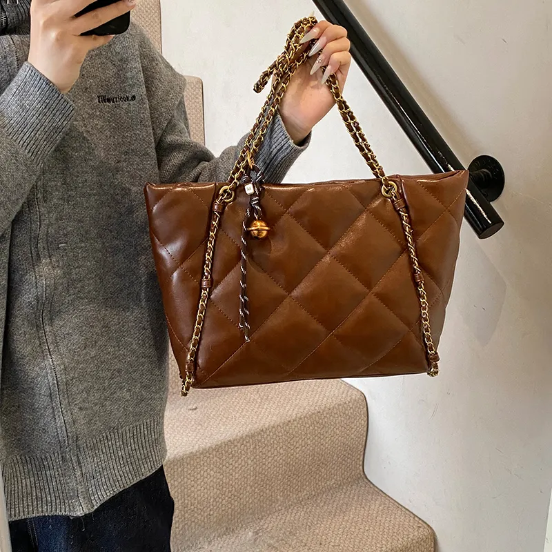 PINK·LAND PU Tote Bag Shopping Bag Crossbody Bag Shoulder Bag Women's Brown/Black/Coffee/Ecru-3