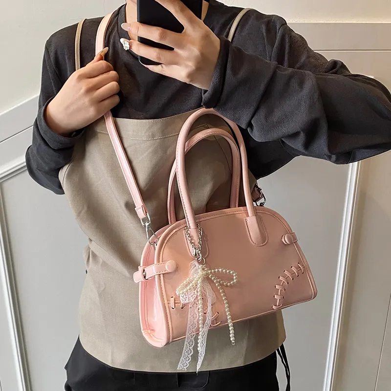 PINK·LAND PU Shoulder Bag, Crossbody Bag, Handbag Women's White/Pink/Blue-10