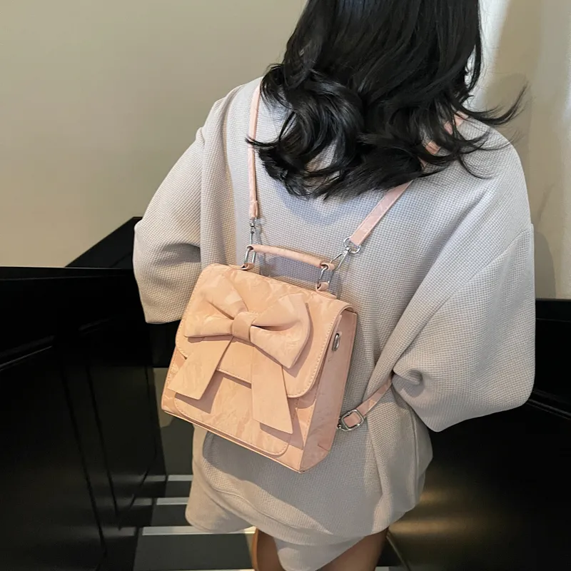 PINK·LAND PU Backpack Women's Ecru/Black/Pink/Silver-19