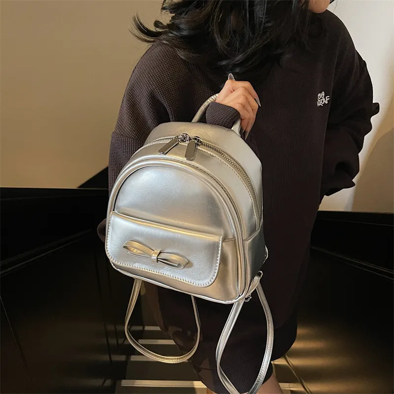 PINK·LAND PU Backpack Regular Women's Pink/Ecru/Silver/Green/Black-14