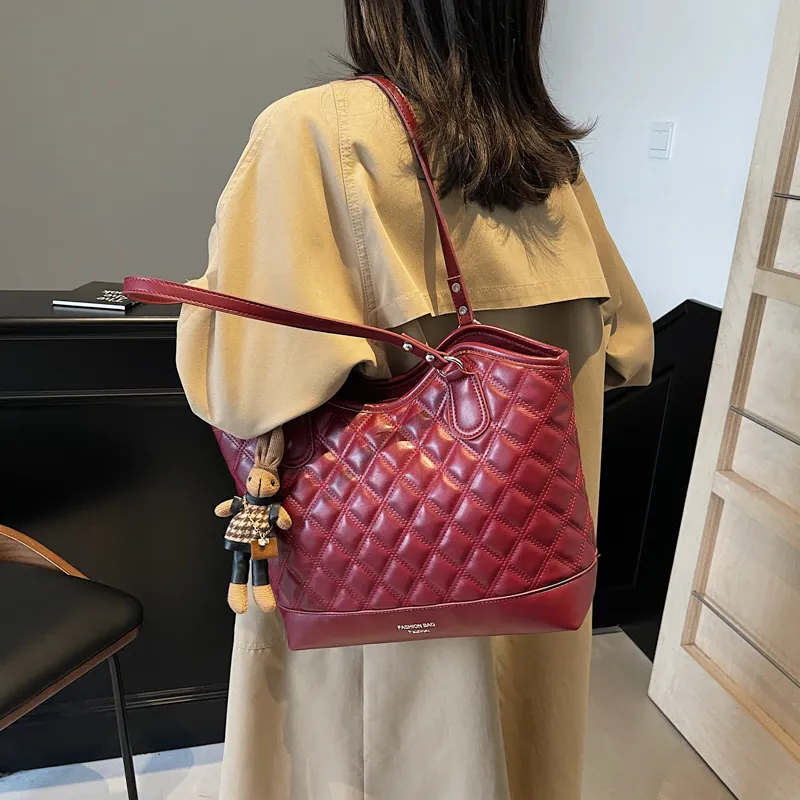 PINK·LAND PU Shoulder Bag Tote Shoulder Bag Women's Brown/Coffee/Black/Burgundy-25