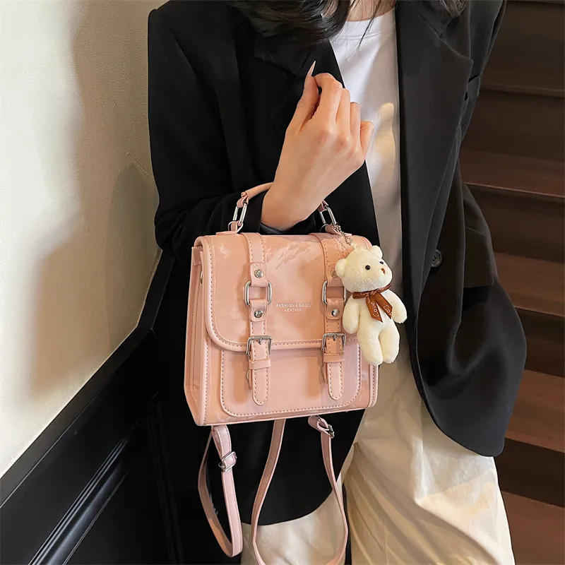 PINK·LAND PU Backpack Women's Pink/Brown/Silver/Blue/Black-5