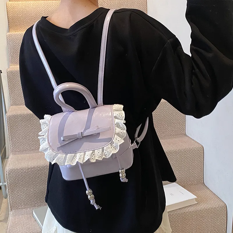 PINK·LAND PU Backpack Regular Women's White/Pink/Purple/Black/Yellow-19