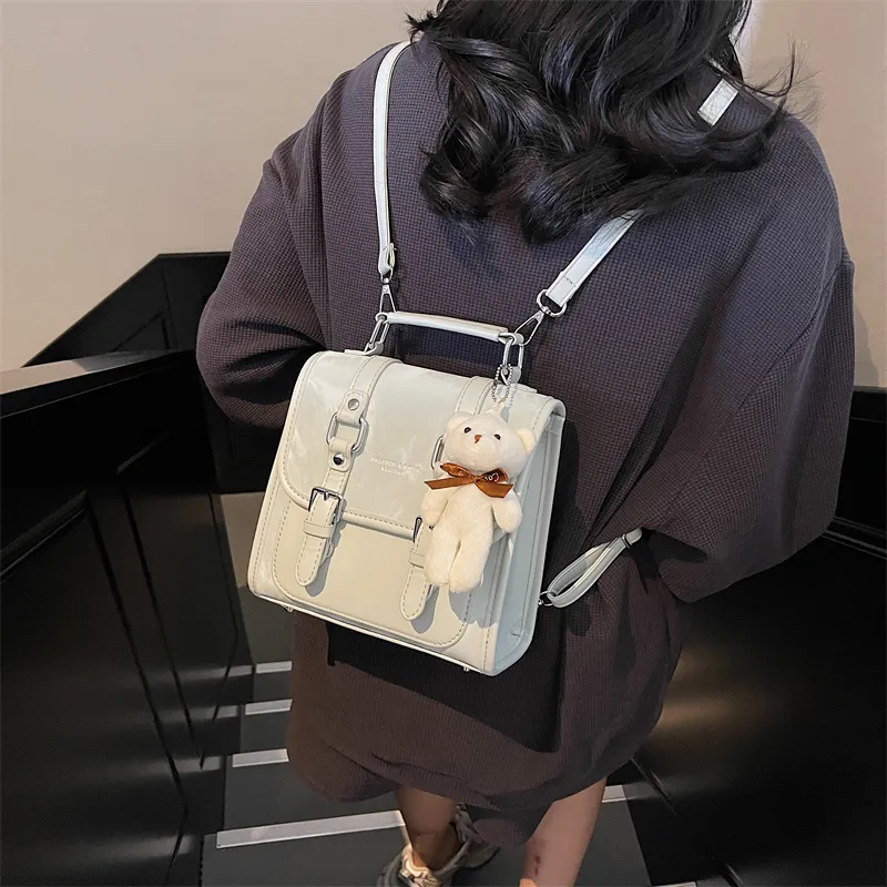 PINK·LAND PU Backpack Women's Pink/Brown/Silver/Blue/Black-27