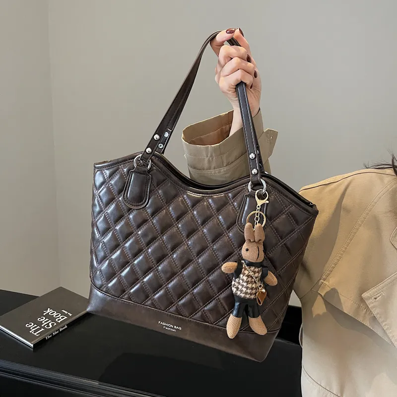 PINK·LAND PU Shoulder Bag Tote Shoulder Bag Women's Brown/Coffee/Black/Burgundy-9