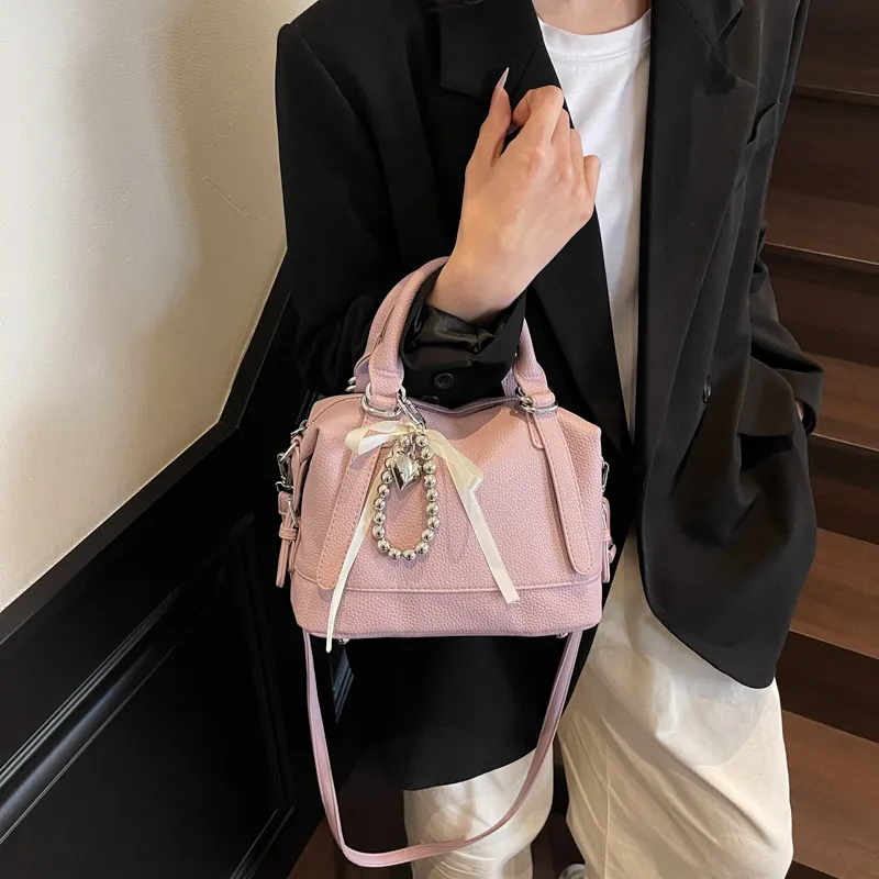 PINK·LAND PU One Shoulder Handbag Women's Black/Ecru/Yellow/Pink/Purple/Blue-32