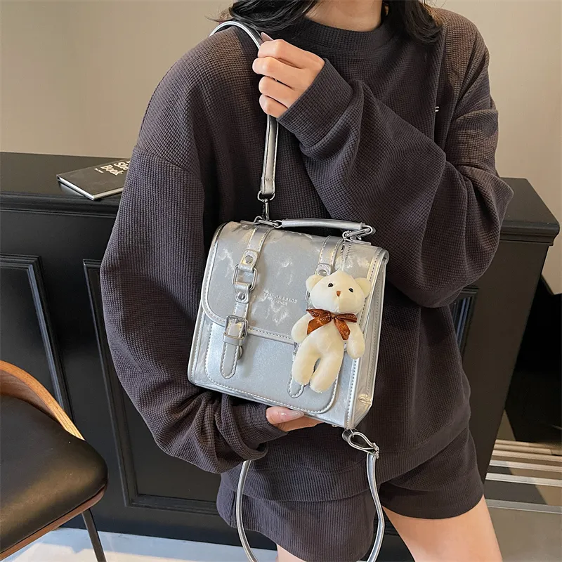 PINK·LAND PU Backpack Women's Pink/Brown/Silver/Blue/Black-16