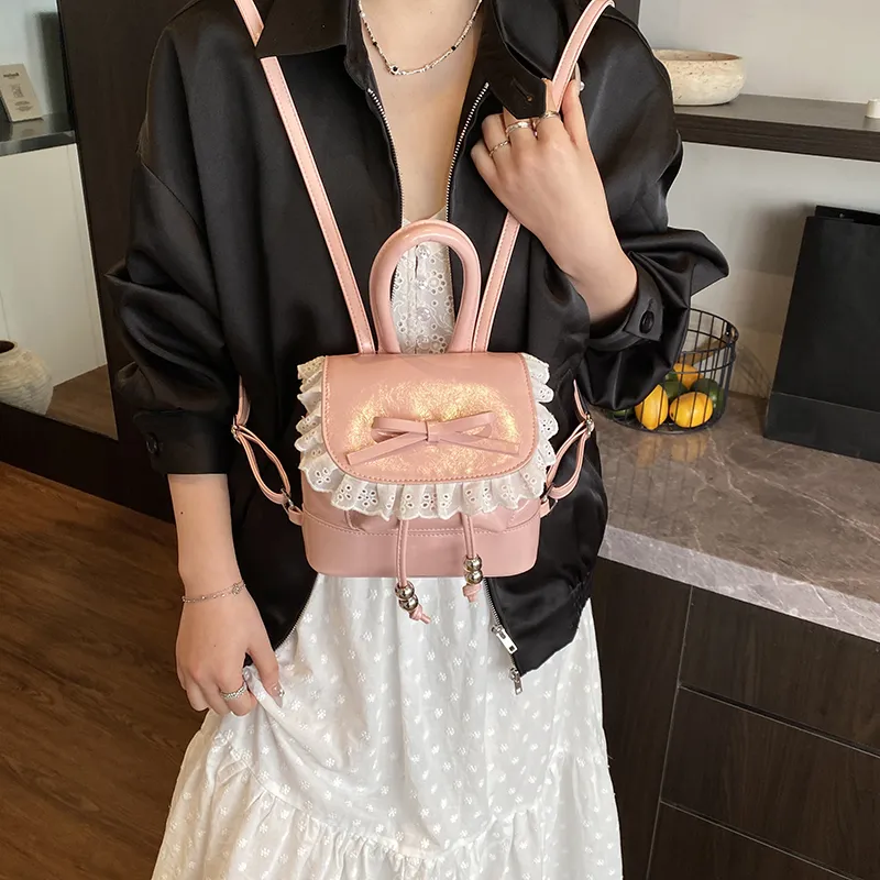 PINK·LAND PU Backpack Regular Women's White/Pink/Purple/Black/Yellow-12