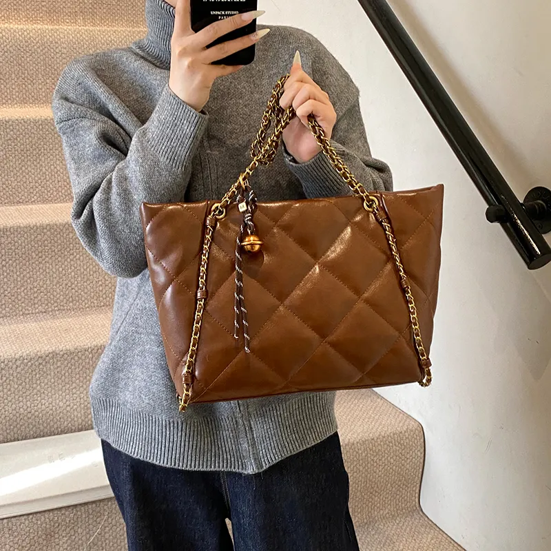 PINK·LAND PU Tote Bag Shopping Bag Crossbody Bag Shoulder Bag Women's Brown/Black/Coffee/Ecru-6