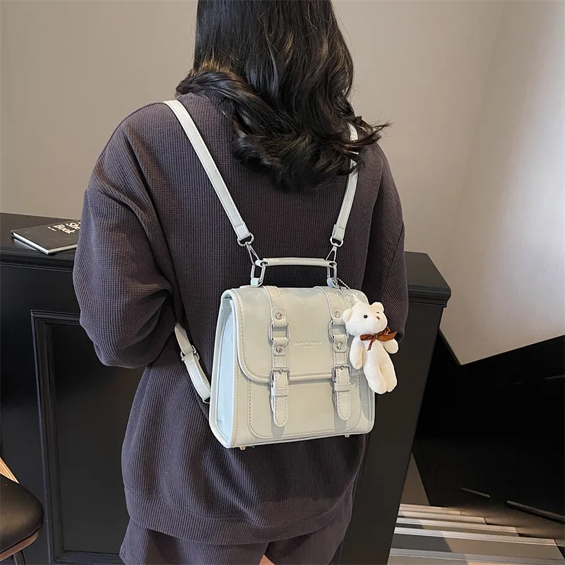 PINK·LAND PU Backpack Women's Pink/Brown/Silver/Blue/Black-23