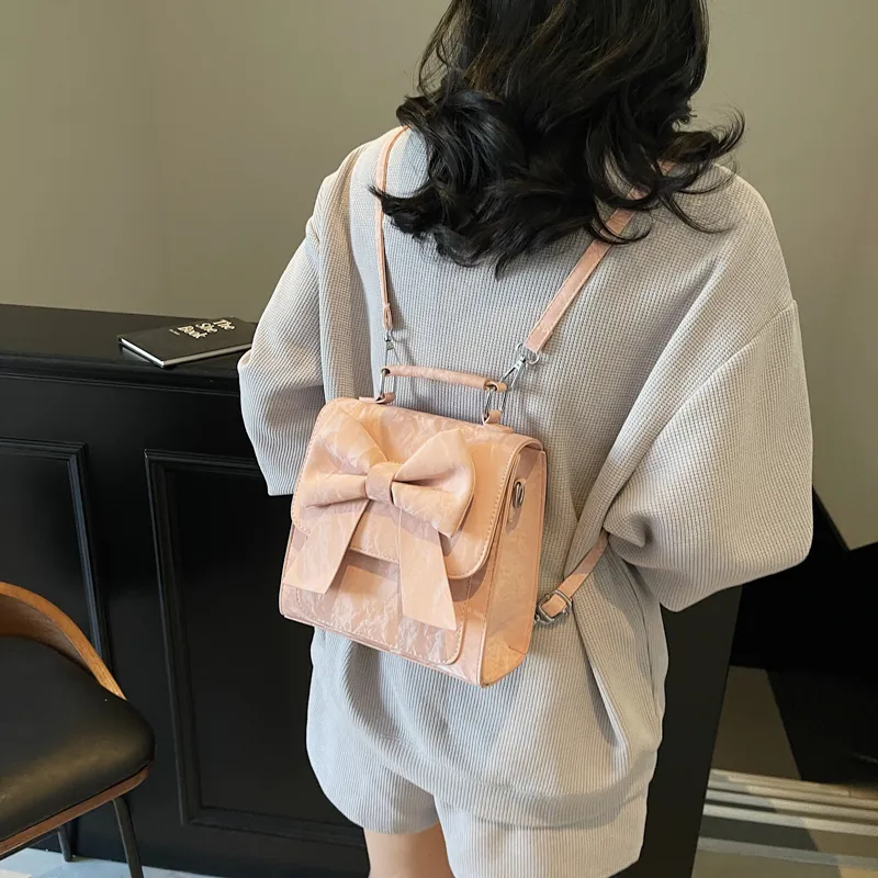 PINK·LAND PU Backpack Women's Ecru/Black/Pink/Silver-16