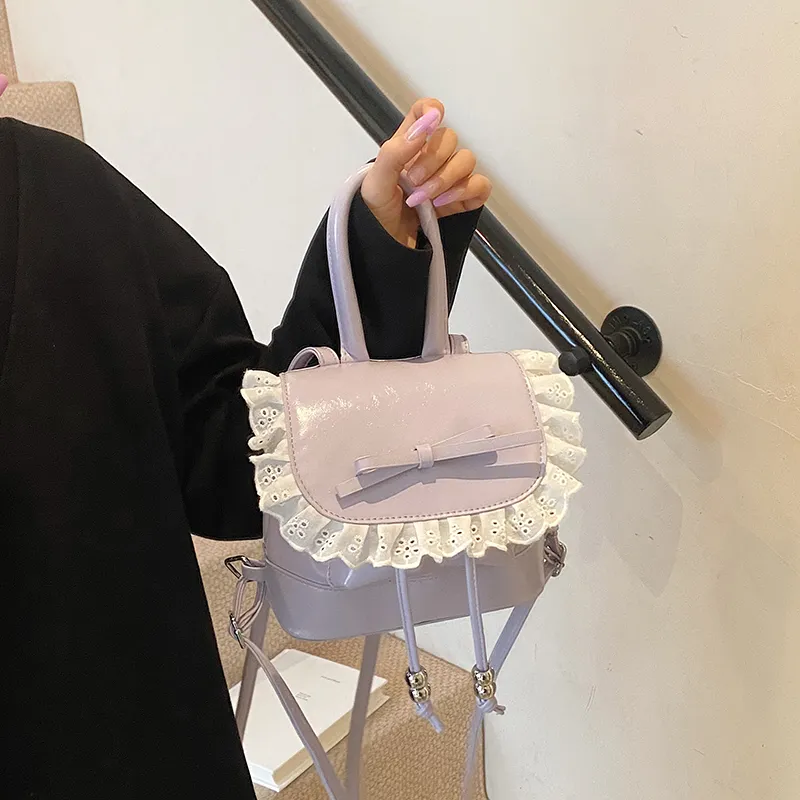 PINK·LAND PU Backpack Regular Women's White/Pink/Purple/Black/Yellow-16