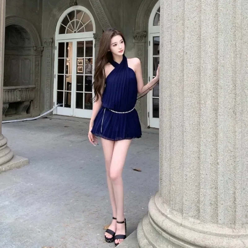 YGPRW Sleeveless Dress Women's Navy Blue-2