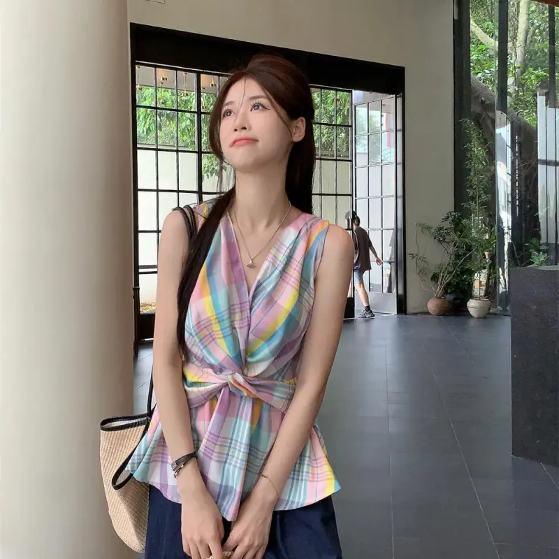 YGPRW Tank Top Women's Multicolor Plaid-5