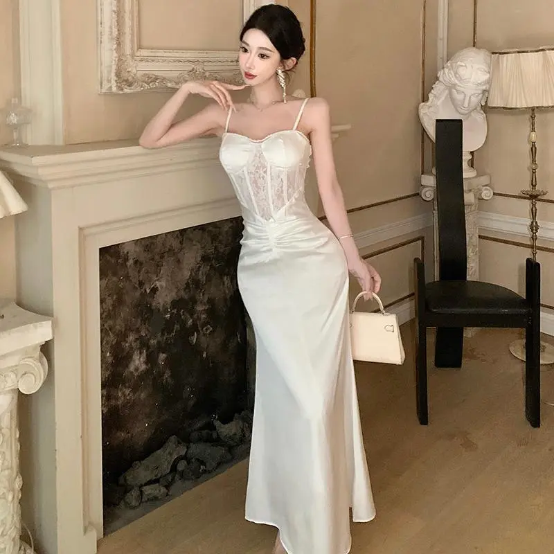 YGPRW Slip Dresses Women's White-3
