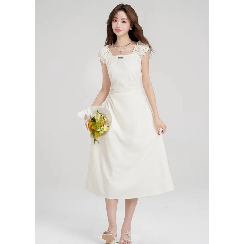 YGPRW Short Sleeved Dress Women's White-3