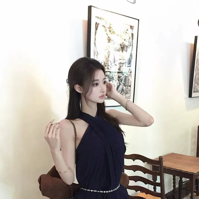 YGPRW Sleeveless Dress Women's Navy Blue-4