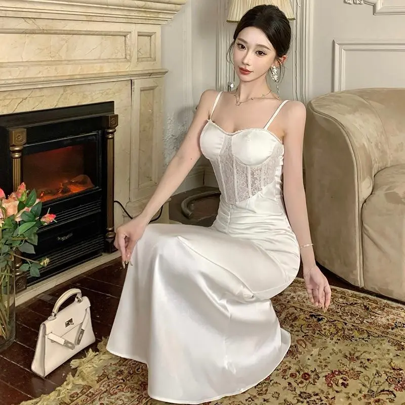 YGPRW Slip Dresses Women's White-5