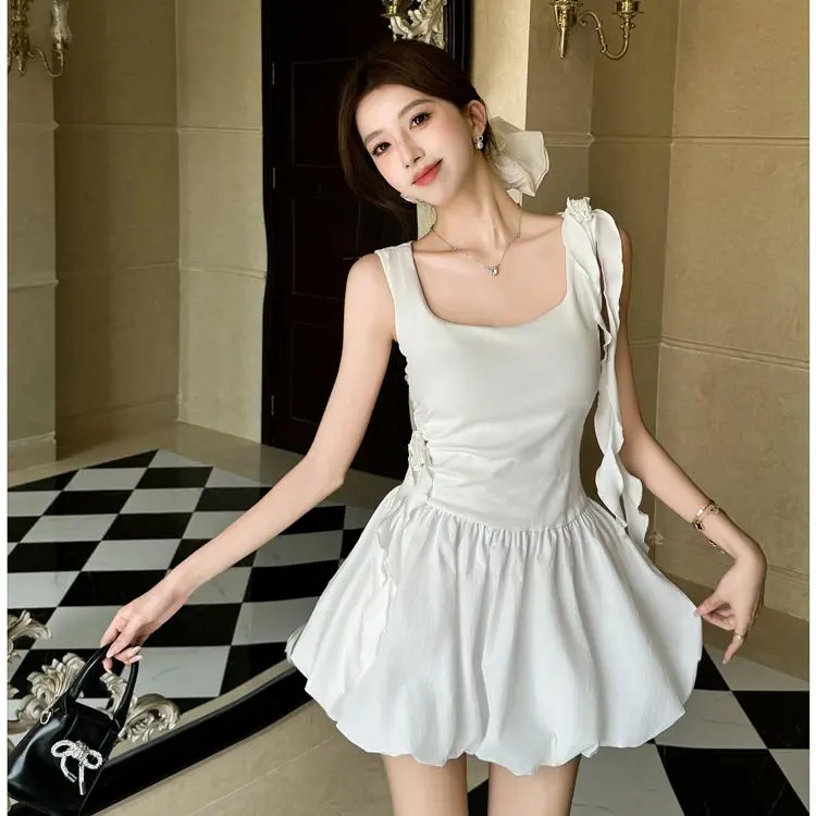 YGPRW Sleeveless Dresses Women's White-5