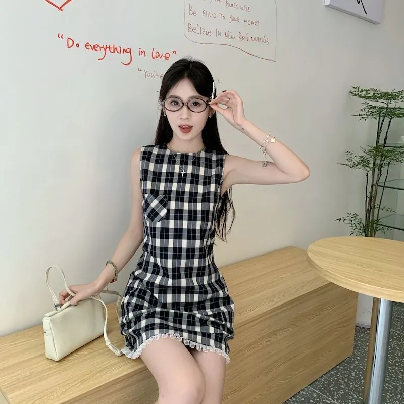 YGPRW Sleeveless Dresses Women's Plaid-4
