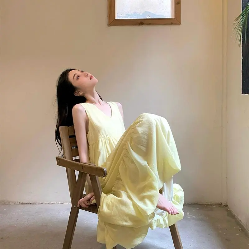 YGPRW Sleeveless Dress Women's Yellow-5