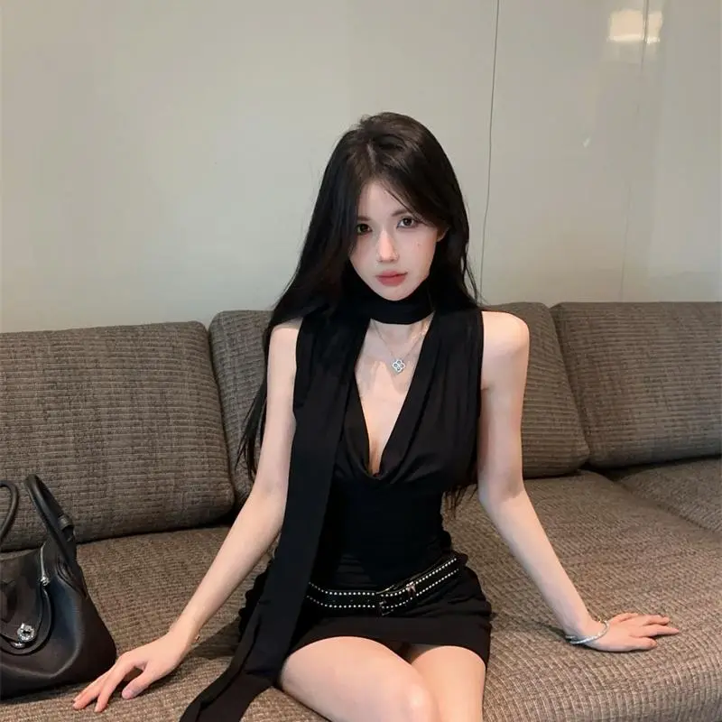 YGPRW Sleeveless Dresses Women's Black-3