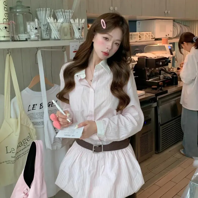 YGPRW Long Sleeved Dress Women's Pink-3