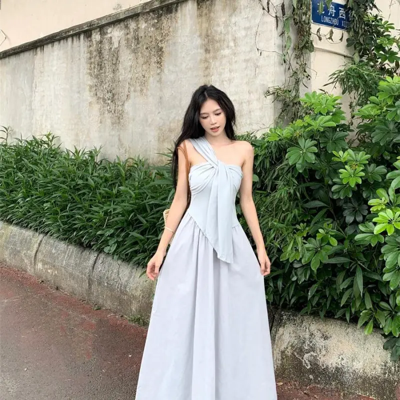 YGPRW Sleeveless Dresses Women's Gray Blue-7