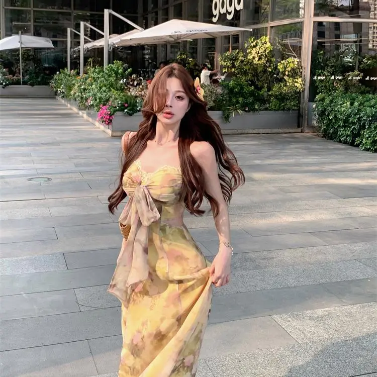 YGPRW Slip Dresses Women's Yellow-5