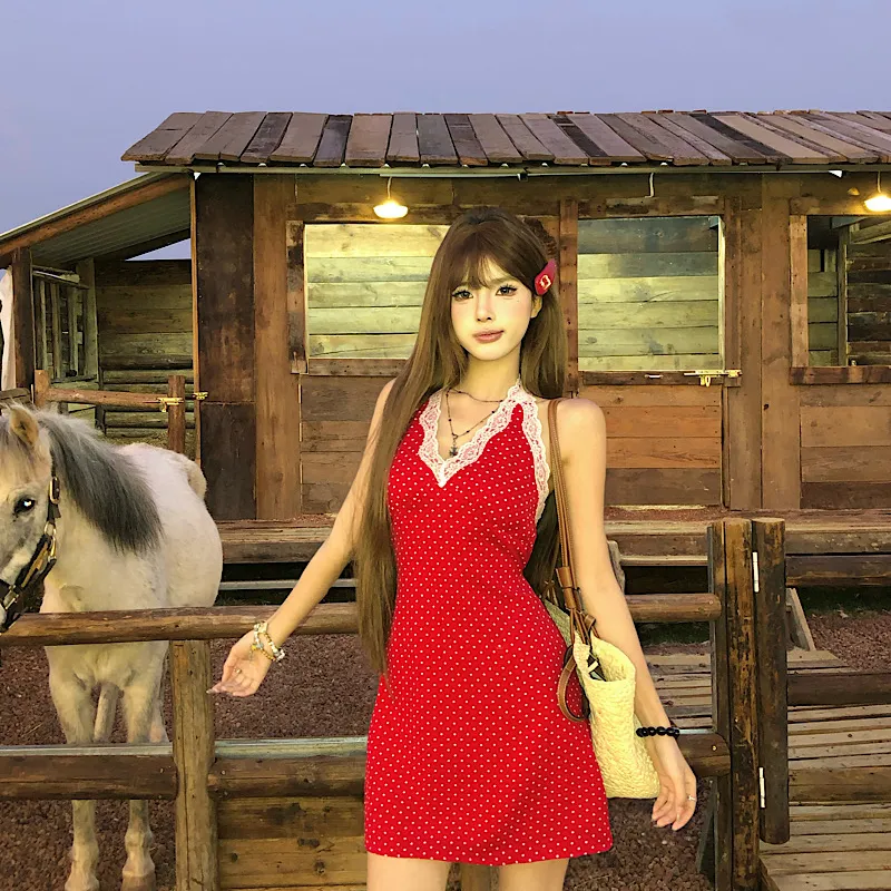 YGPRW Sleeveless Dresses Women's Red-7