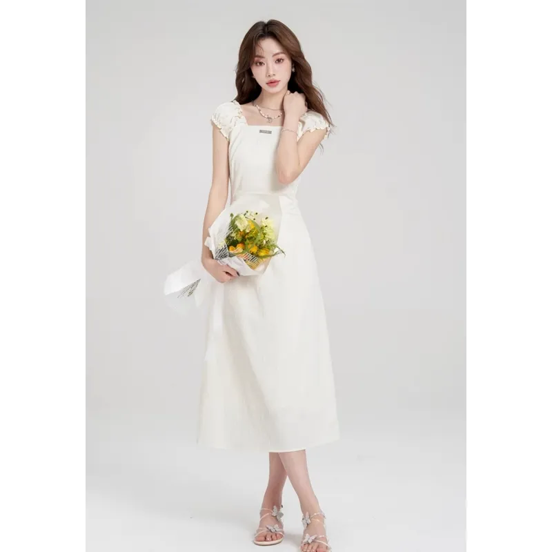 YGPRW Short Sleeved Dress Women's White-4
