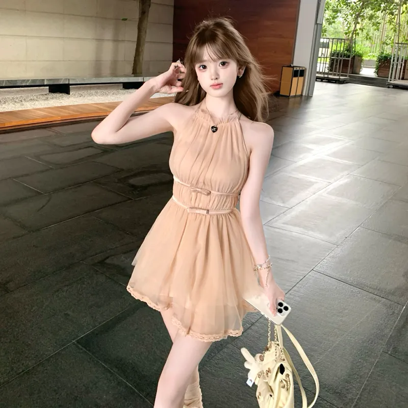 YGPRW Sleeveless Dresses Women's Light Pink-4