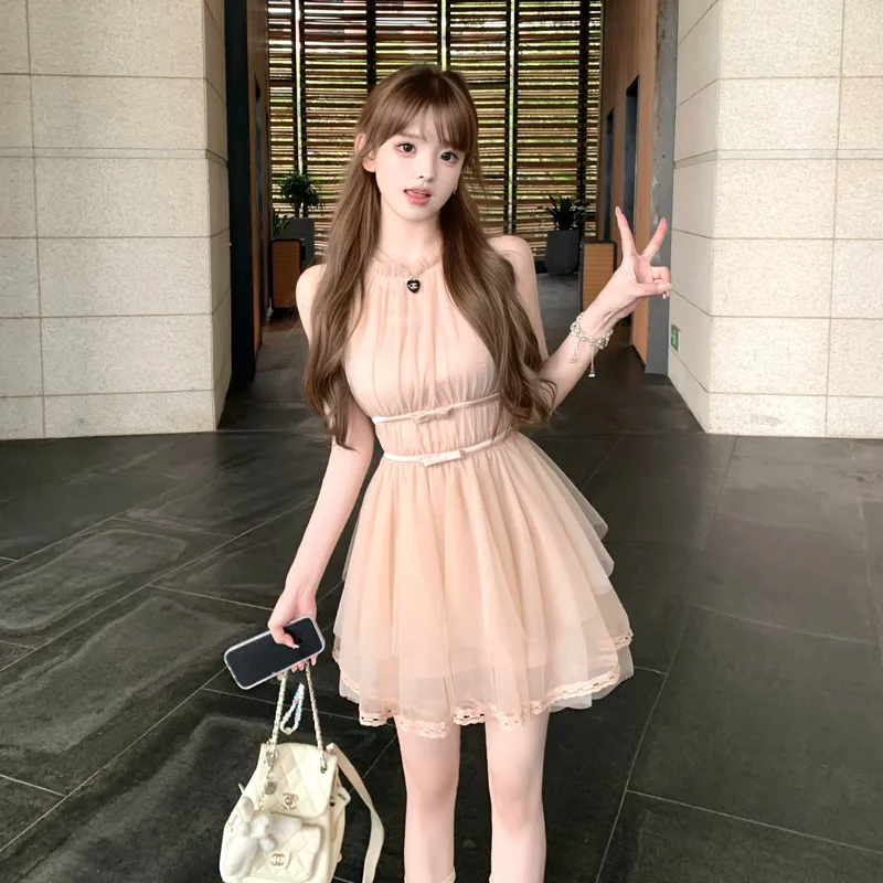 YGPRW Sleeveless Dresses Women's Light Pink-2