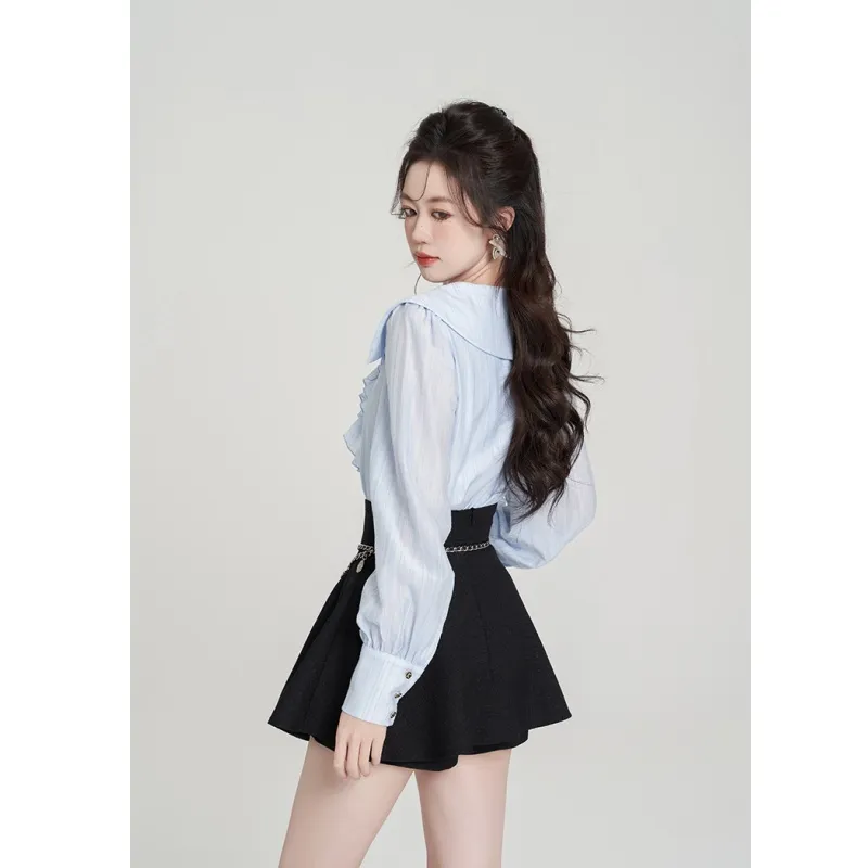 YGPRW Skirt Set Women's Blue Black-3