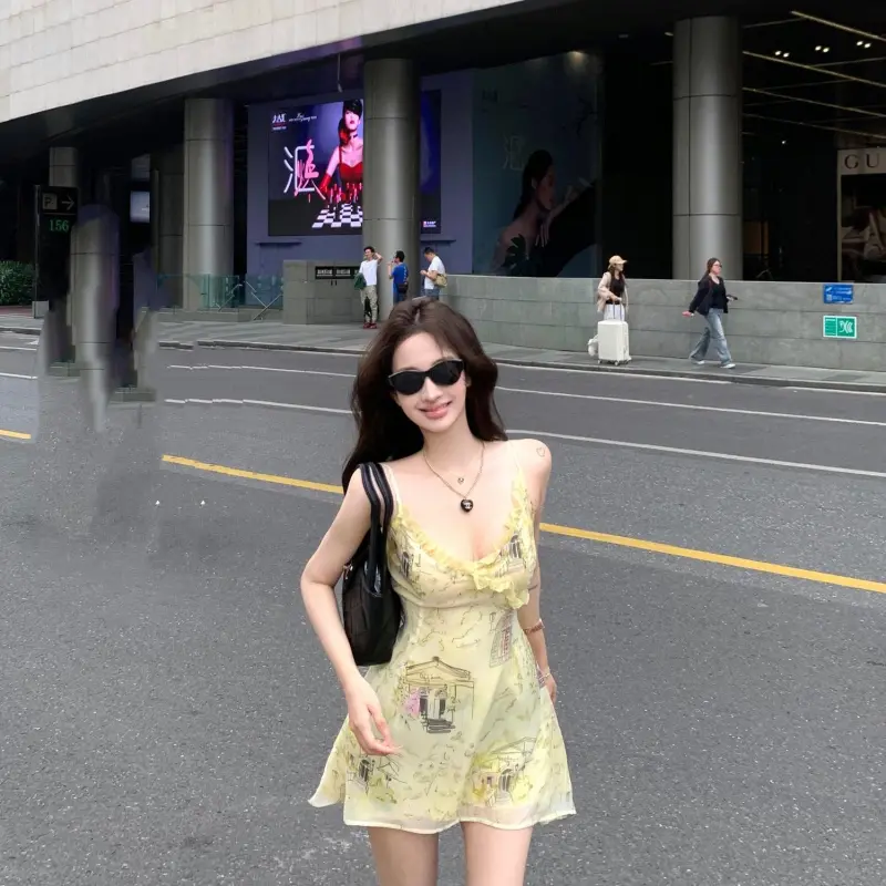 YGPRW Slip Dress Women's Yellow-3