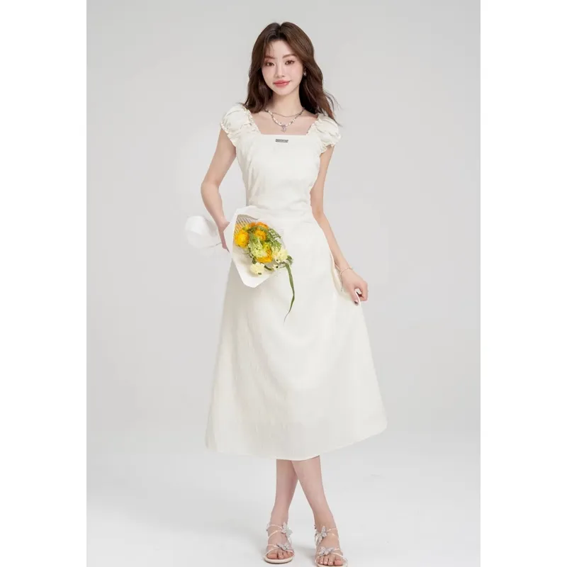 YGPRW Short Sleeved Dress Women's White-2