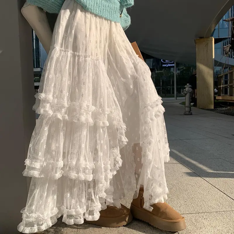 YGPRW Casual Long Skirts Women's White-2