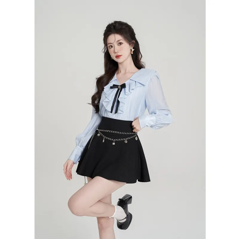YGPRW Skirt Set Women's Blue Black-4