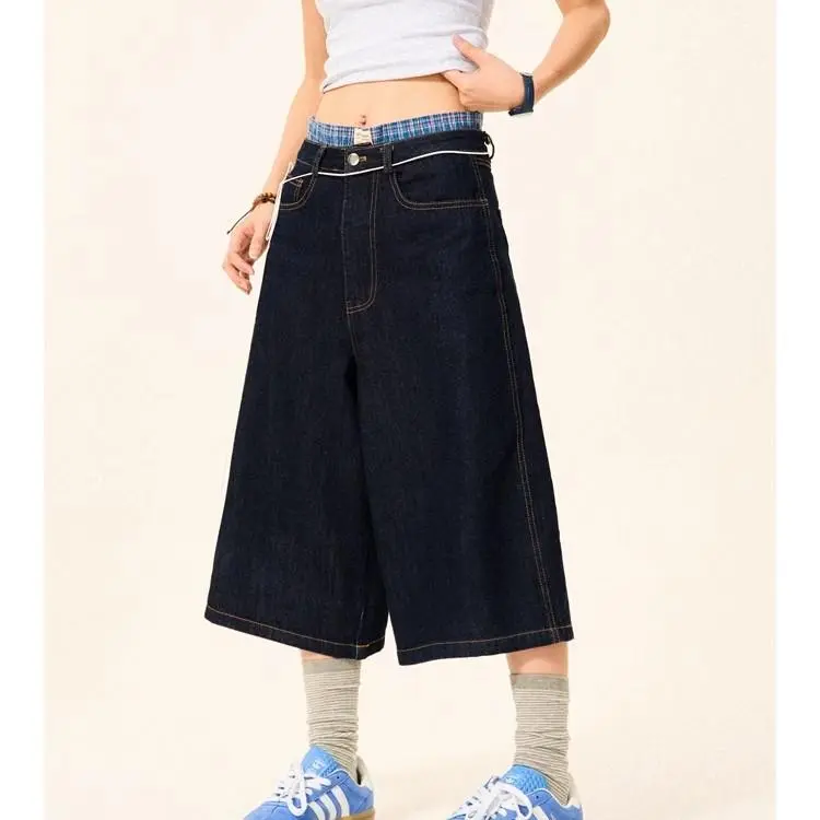 YGPRW Denim Shorts Women's Dark Blue-2