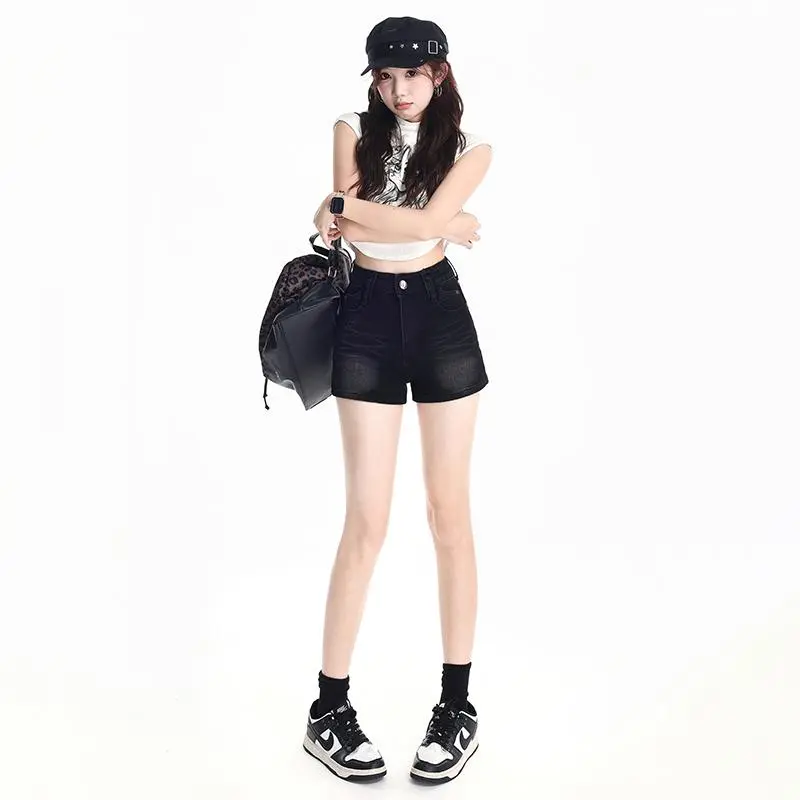 YGPRW Denim Shorts Women's Black-4