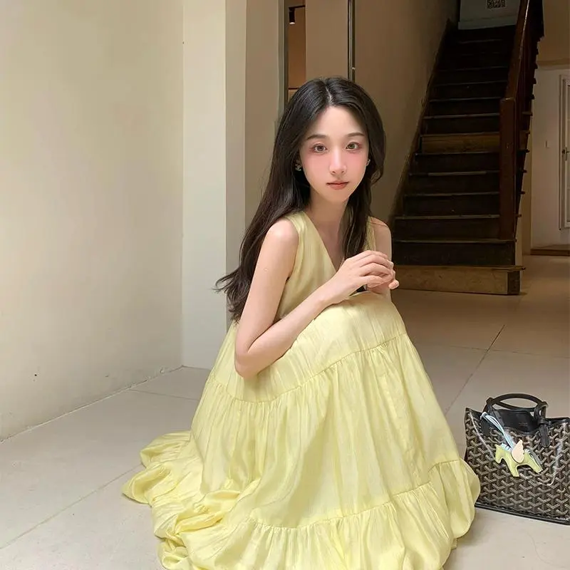 YGPRW Sleeveless Dress Women's Yellow-4