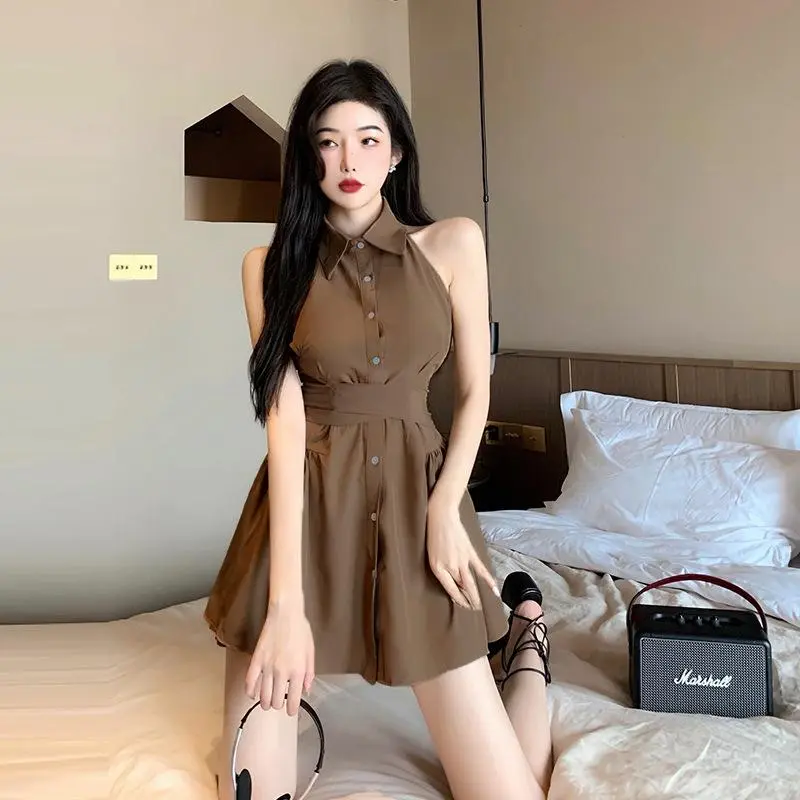 YGPRW Sleeveless Dresses Women's Coffee-2
