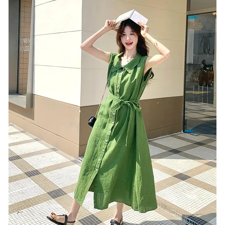 YGPRW Sleeveless Dresses Women's Green-2