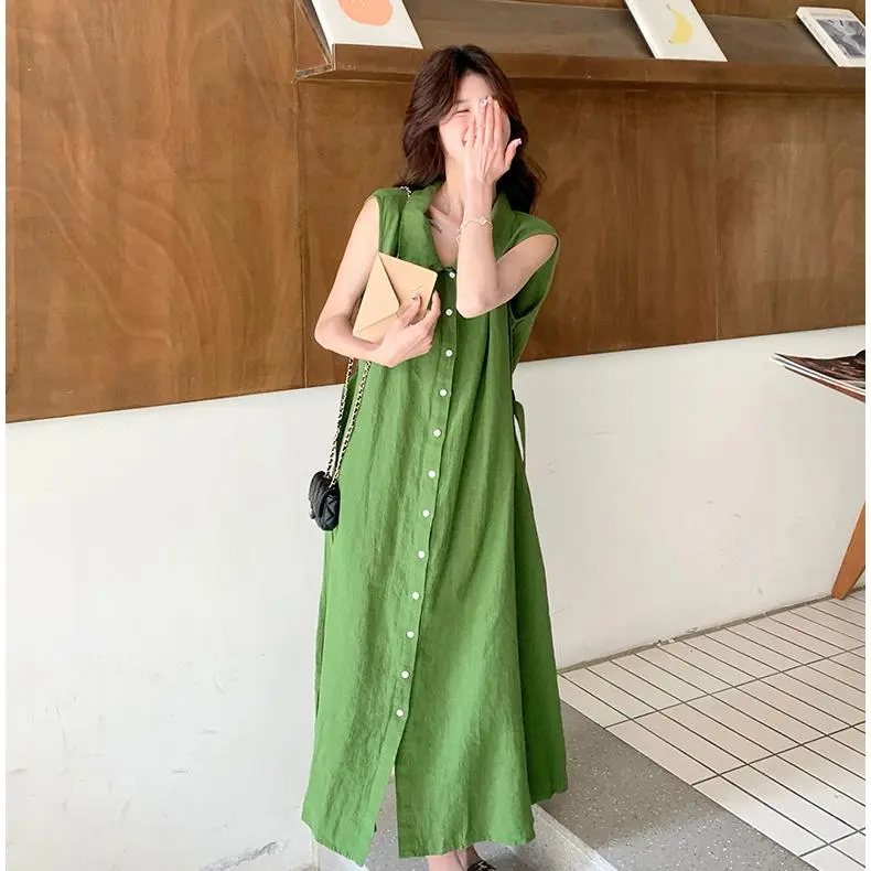 YGPRW Sleeveless Dresses Women's Green-5