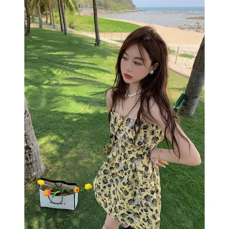 YGPRW Slip Dresses Women's Yellow-3
