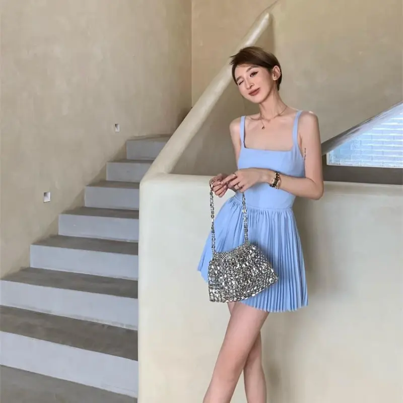 YGPRW Slip Dresses Women's Blue-4