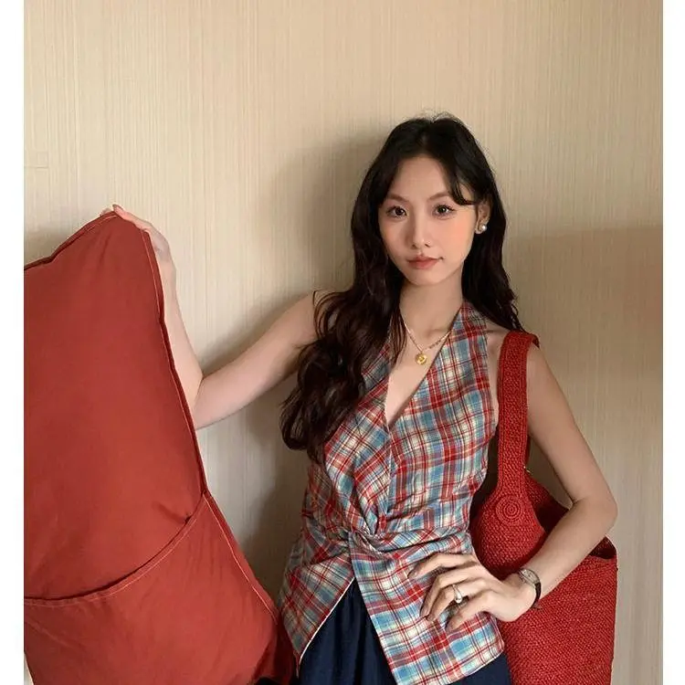 YGPRW Tank Tops Women's Plaid-3